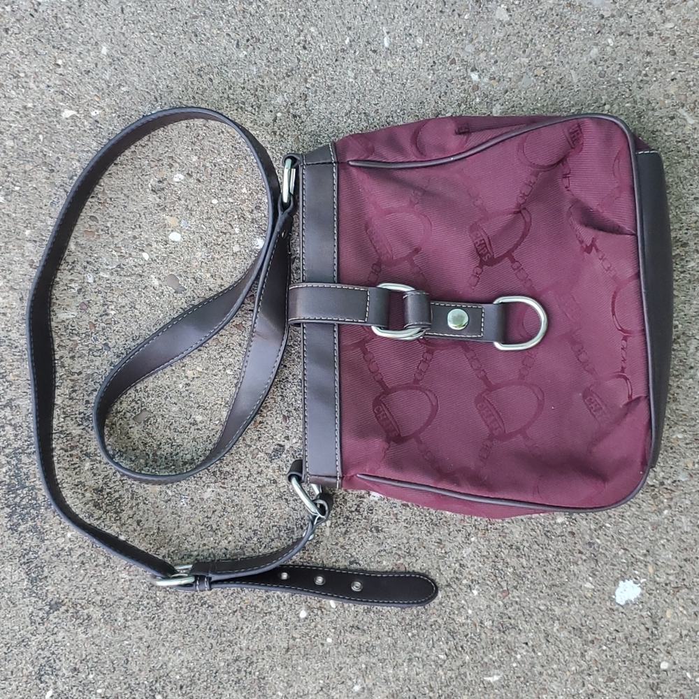 Chaps Maroon Logo Crossbody Bag 9"x9" Brown Purse